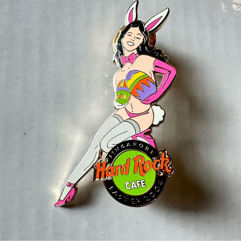 Hard Rock Cafe Easter Pin - Pink and White